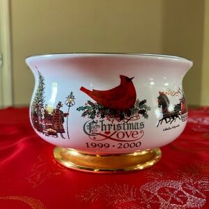 Vintage Teleflora Charles Wysocki 1999 - 2000 Christmas Love Bowl 7” X 4”